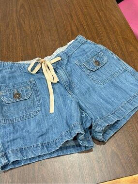 Light Blue Denim Drawstring Women's Shorts